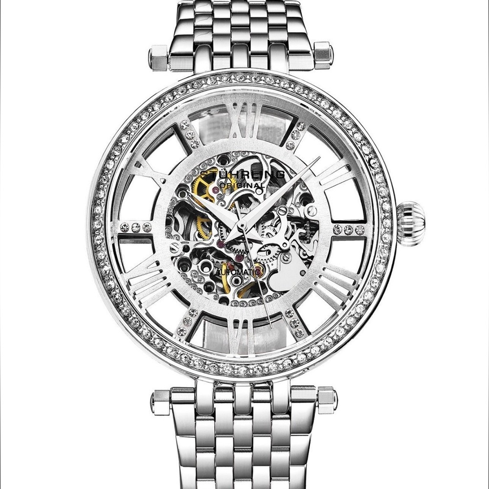 NEW! STUHRLING Delphi Women's Automatic Silver-Tone Stainless Steel Watch 38mm